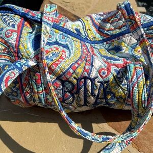 Vera Bradley Marina Paisley Original Small Duffle Bag with initials
